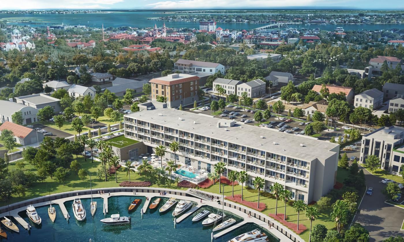 A rendering of the new AC Hilton St. Augustine showing a view on the San Sebastián River