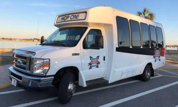 "Hop In," the bus that takes guests on the Ancient City Pour Tour in St. Augustine.