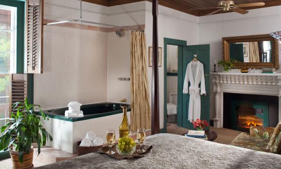 One of the many beautiful spa-like bathrooms at St. Francis Inn in St. Augustine, Fl.