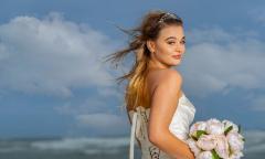 A bridal portrait set at the beach