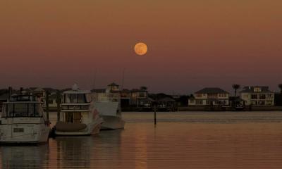A full moon over the bayfront on Florida Water Tours cruise