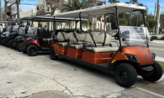 Six-passenger street karts for rent at Fun Rentals