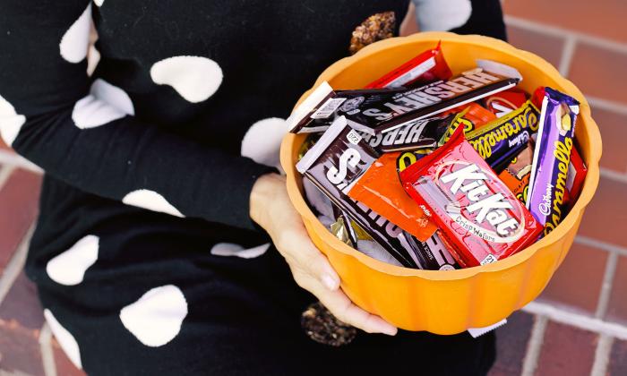 A bowl of Halloween candy