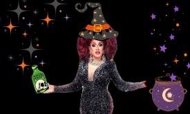 A Halloween-themed drag queen