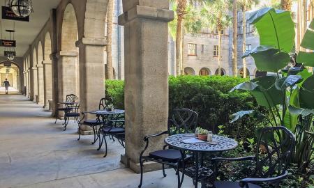 Reflections Bistro in the courtyard of the Lightner Museum in St. Augustine, FL.
