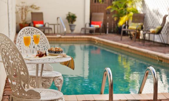 Catch some rays by the pool at the St. Francis Inn in the nation's oldest city.