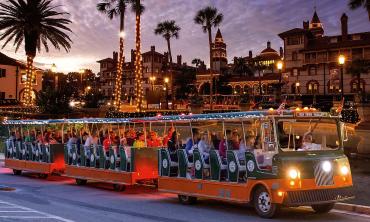 The Old Town Trolley doing its Nights of Lights tour downtown St. Augustine 